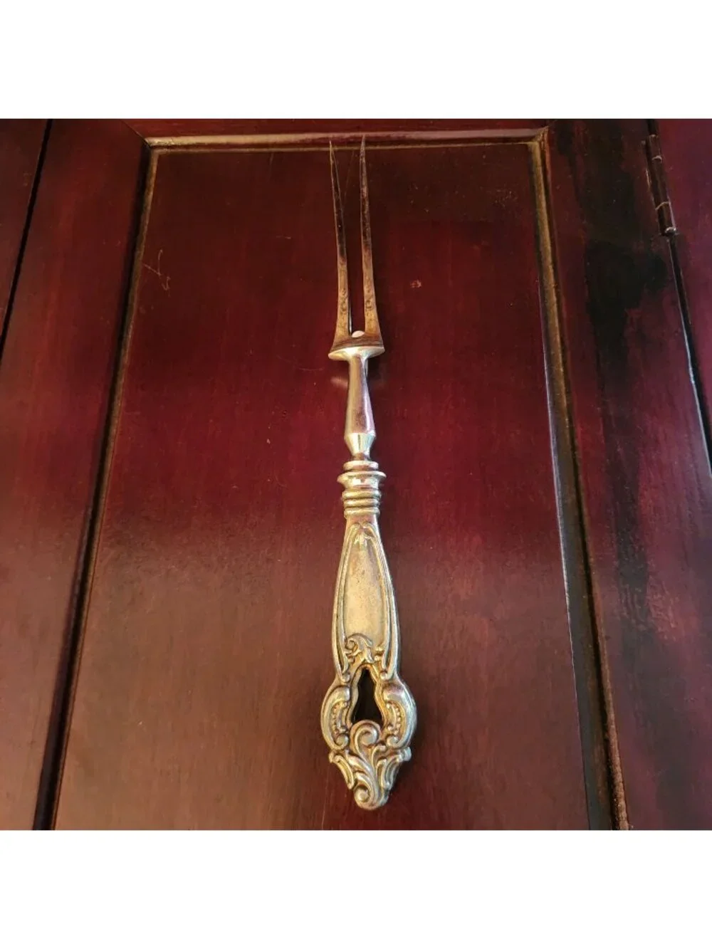 Vintage 1950's Stainless Steel Carving Fork with Finger Guard